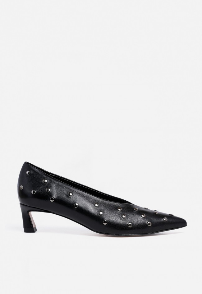 Zapato tacón fino con tachuelas de mujer negro Canapé 504