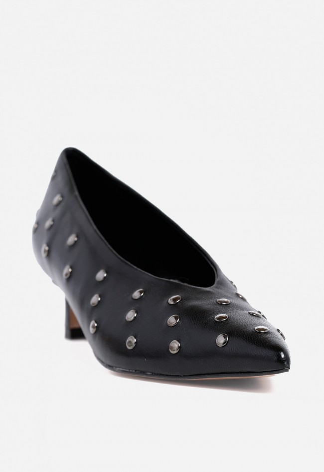 Zapato tacón fino con tachuelas de mujer negro Canapé 504