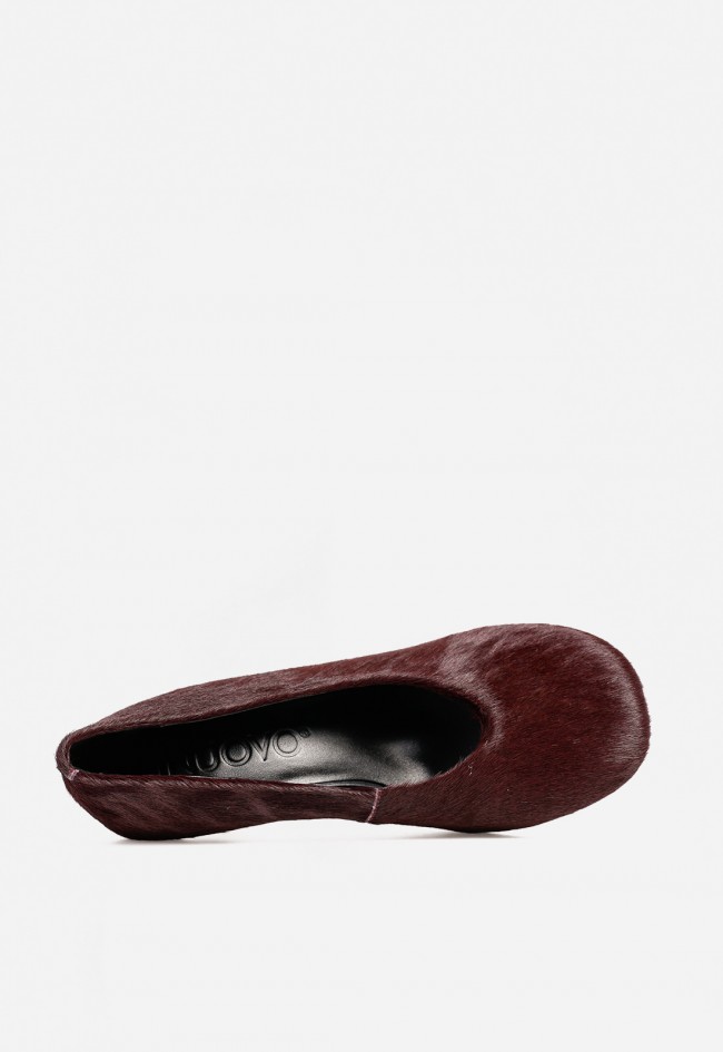 Zapato tacón vestir efecto pelo de mujer burdeos VAS mdc047