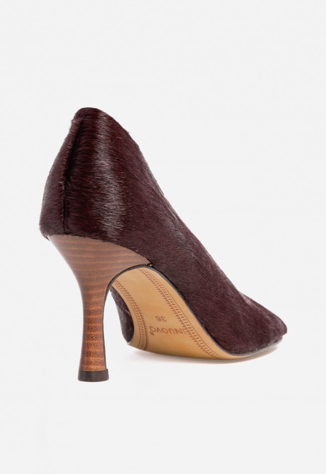 Zapato tacón vestir efecto pelo de mujer burdeos VAS mdc047