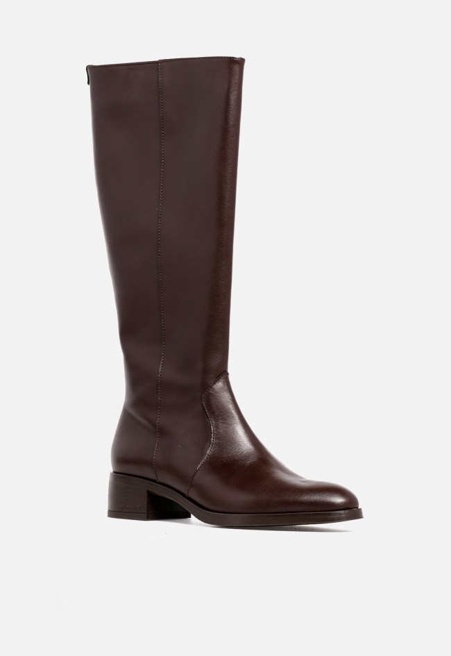 Botas de mujer marrones de piel con tacón medio Wonders Bonjour 03 – elegancia atemporal