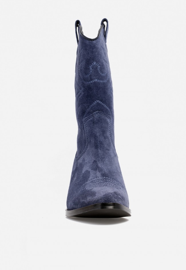 Bota cowboy mujer piel serraje azul GLO 6600 – estilo western auténtico