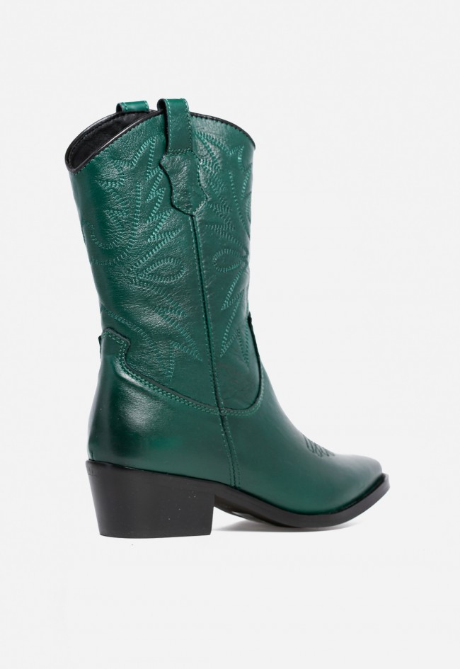 Bota cowboy mujer piel verde GLO 6600 – estilo western con carácter