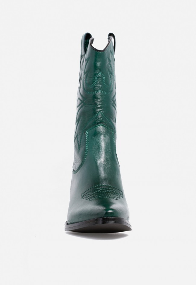 Bota cowboy mujer piel verde GLO 6600 – estilo western con carácter