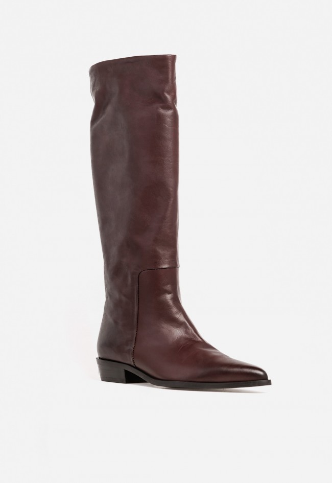 Bota mujer piel burdeos MIMMU M1432M1 – caña alta y diseño italiano elegante