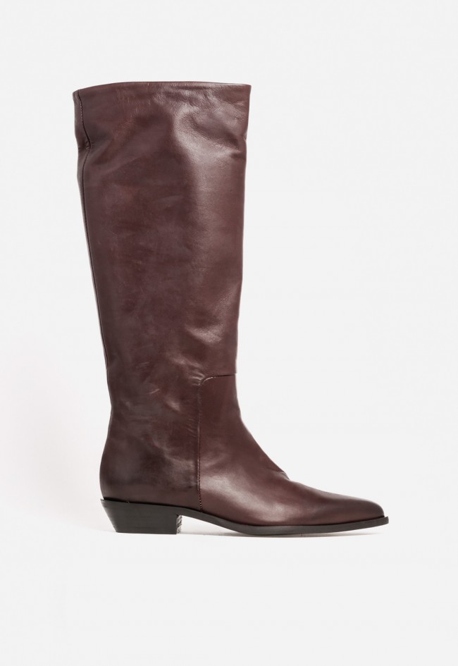 Bota mujer piel burdeos MIMMU M1432M1 – caña alta y diseño italiano elegante