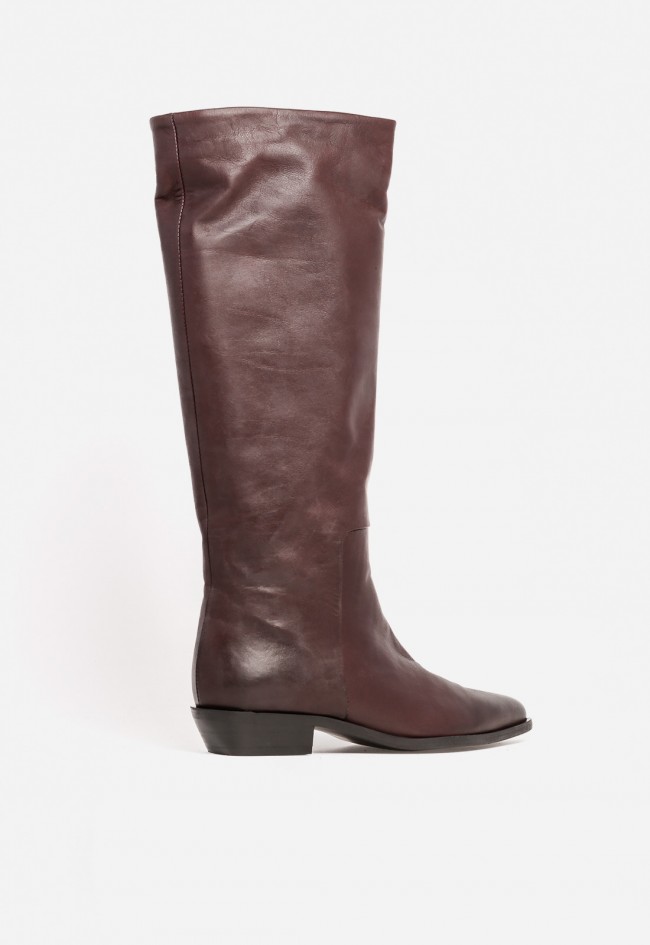 Bota mujer piel burdeos MIMMU M1432M1 – caña alta y diseño italiano elegante