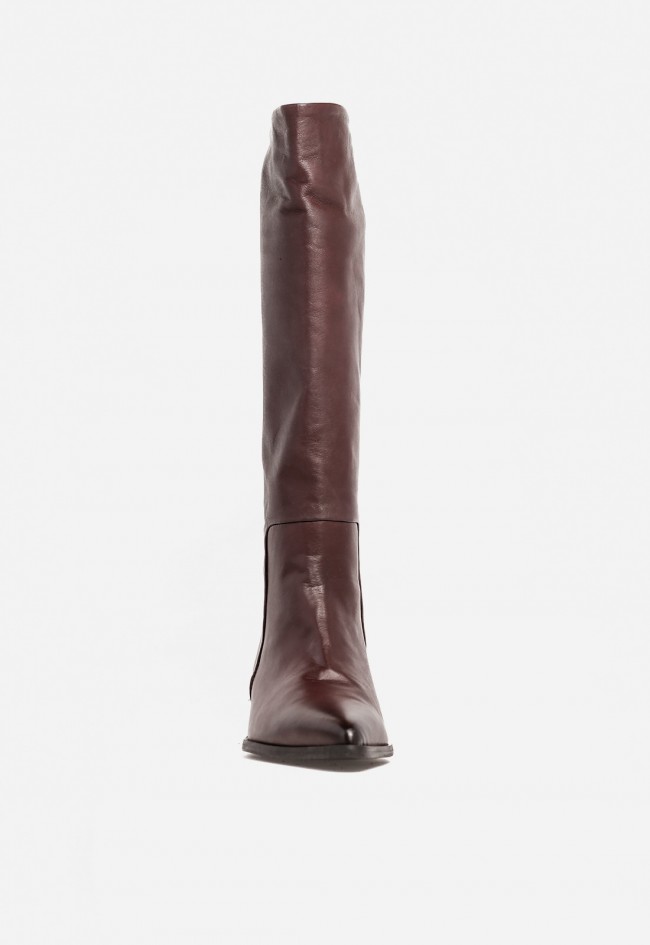 Bota mujer piel burdeos MIMMU M1432M1 – caña alta y diseño italiano elegante