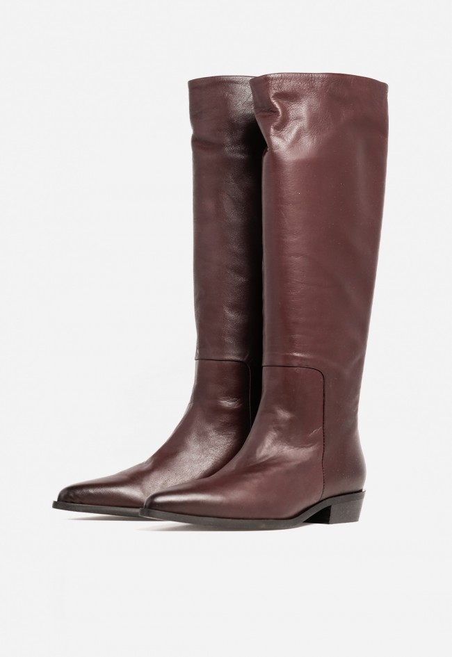 Bota mujer piel burdeos MIMMU M1432M1 – caña alta y diseño italiano elegante
