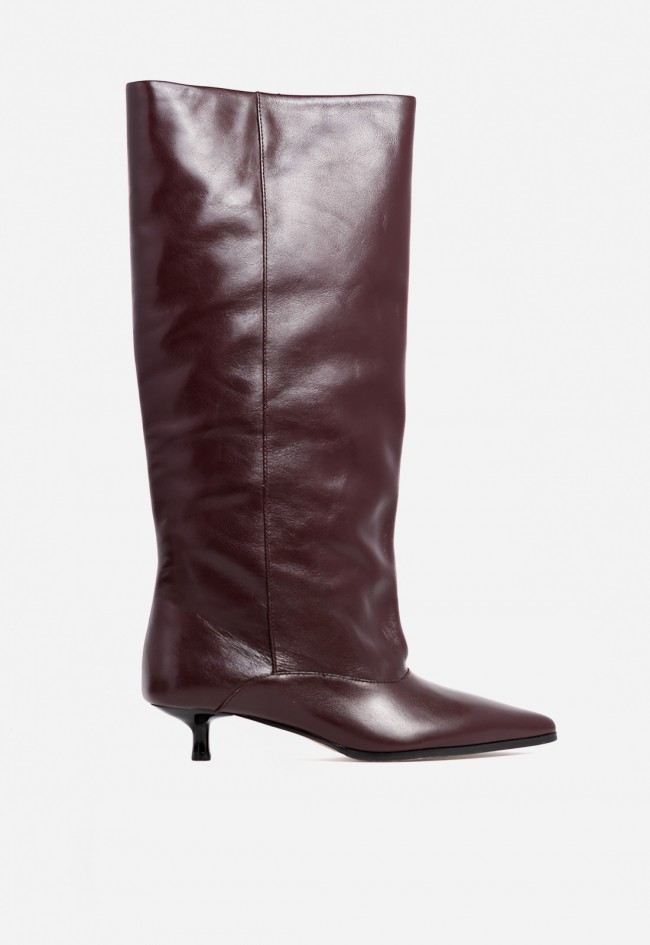 Bota mujer piel moka VAS mdc053 con tacón fino y caña alta – elegancia minimalista