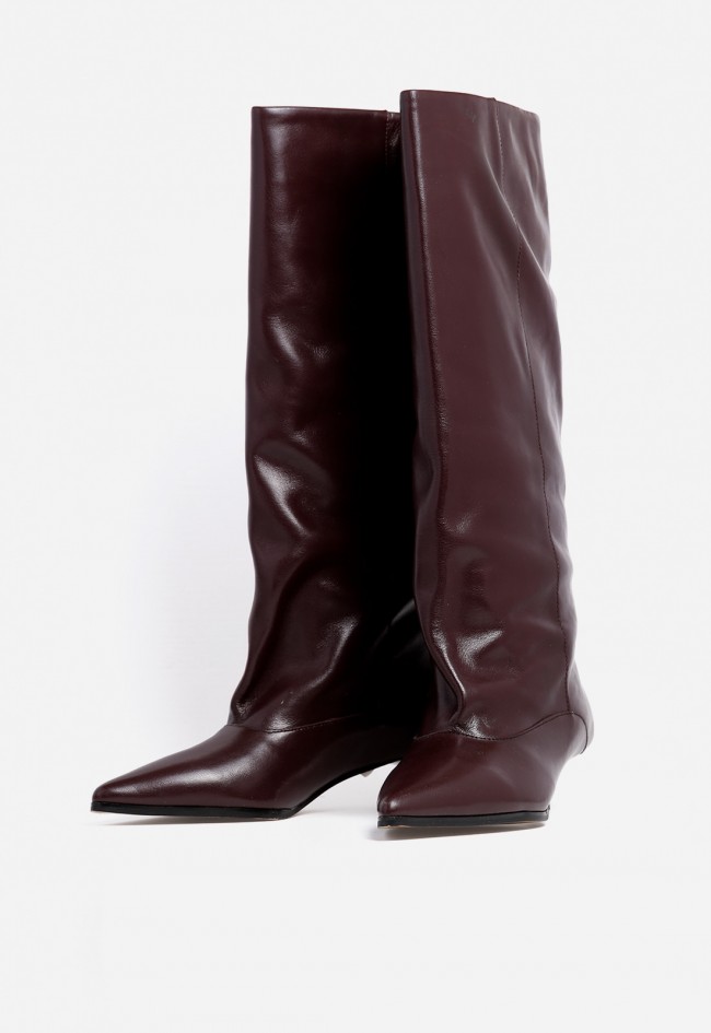 Bota mujer piel moka VAS mdc053 con tacón fino y caña alta – elegancia minimalista