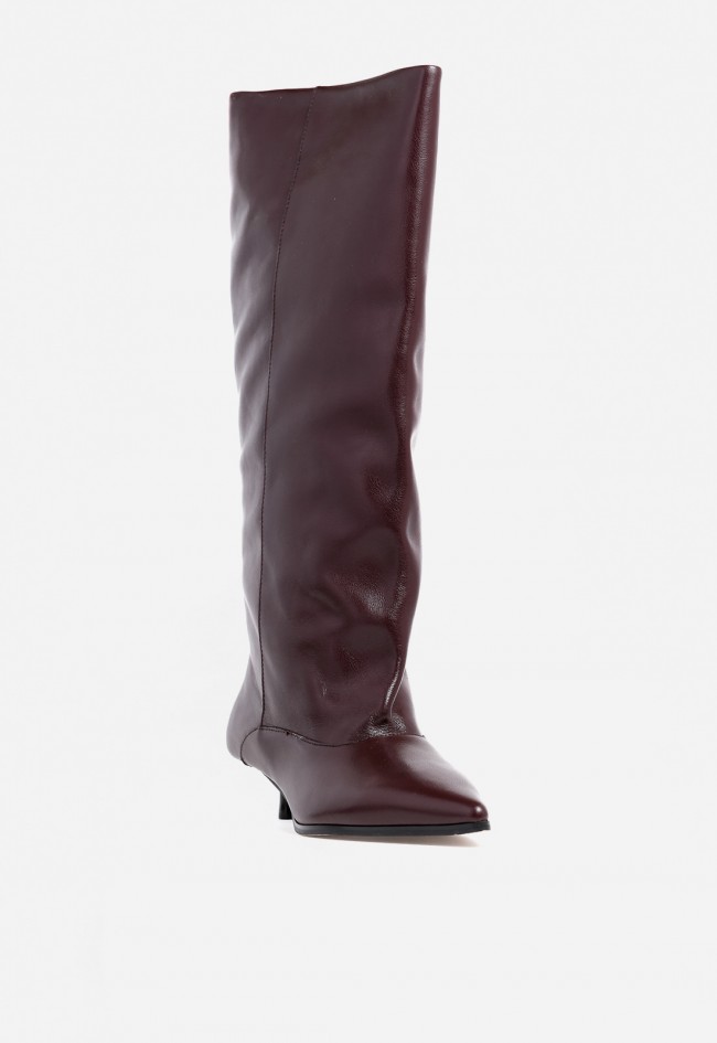 Bota mujer piel moka VAS mdc053 con tacón fino y caña alta – elegancia minimalista