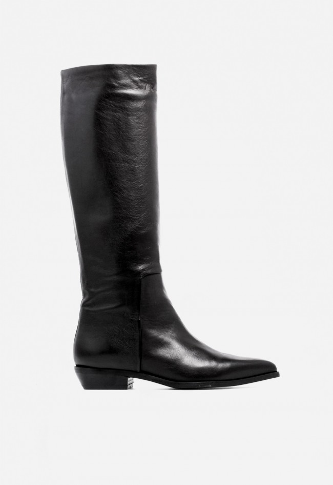 Bota alta de piel de mujer negro MIMMU m1432m1