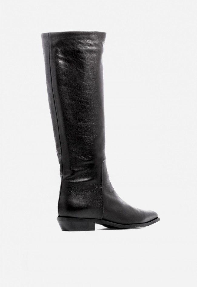 Bota alta de piel de mujer negro MIMMU m1432m1