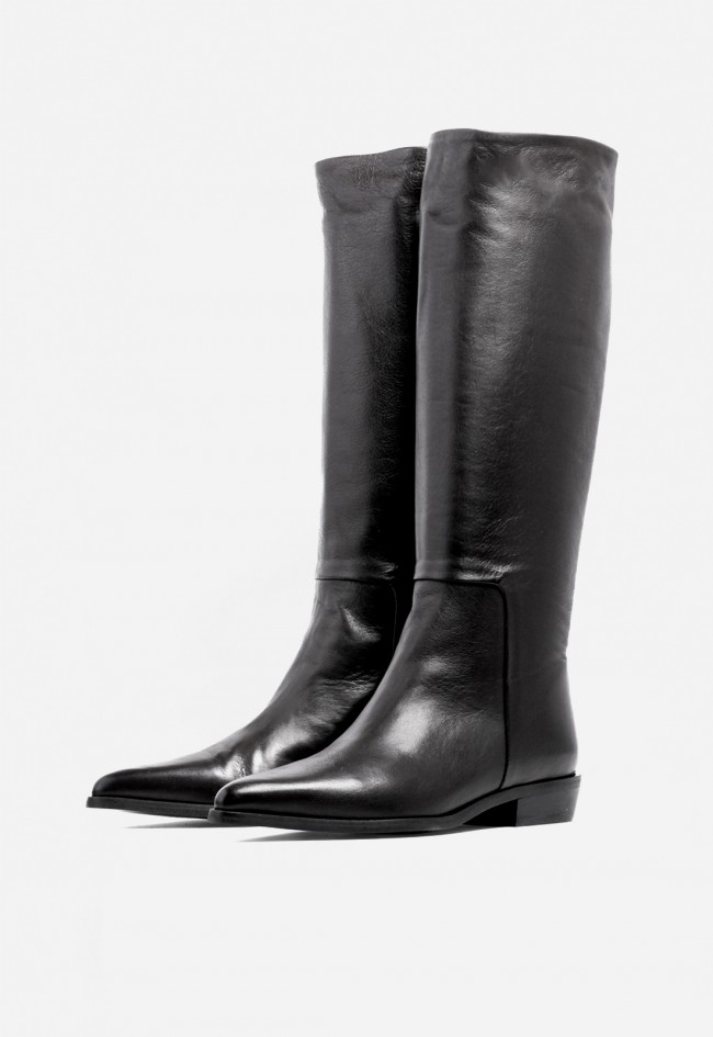 Bota alta de piel de mujer negro MIMMU m1432m1