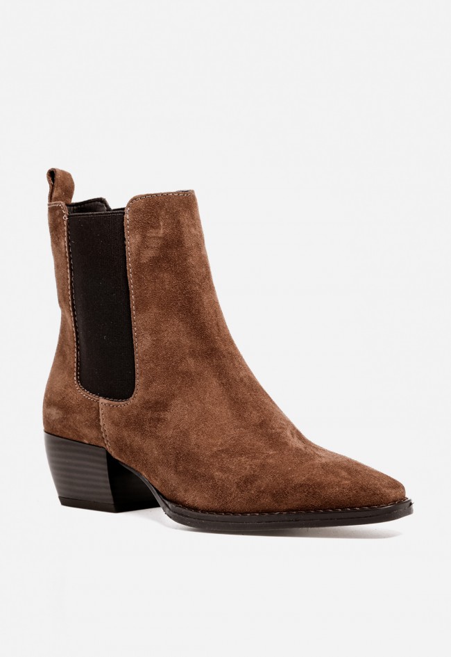 Botines GLO Renata 7451 de mujer estilo campero en piel marrón con tacón medio