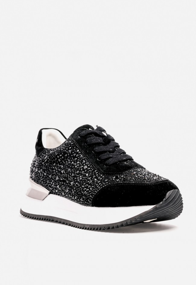 Sneaker mujer Alma en Pena 1501 con pedrería negra – estilo glam urbano y tendencia