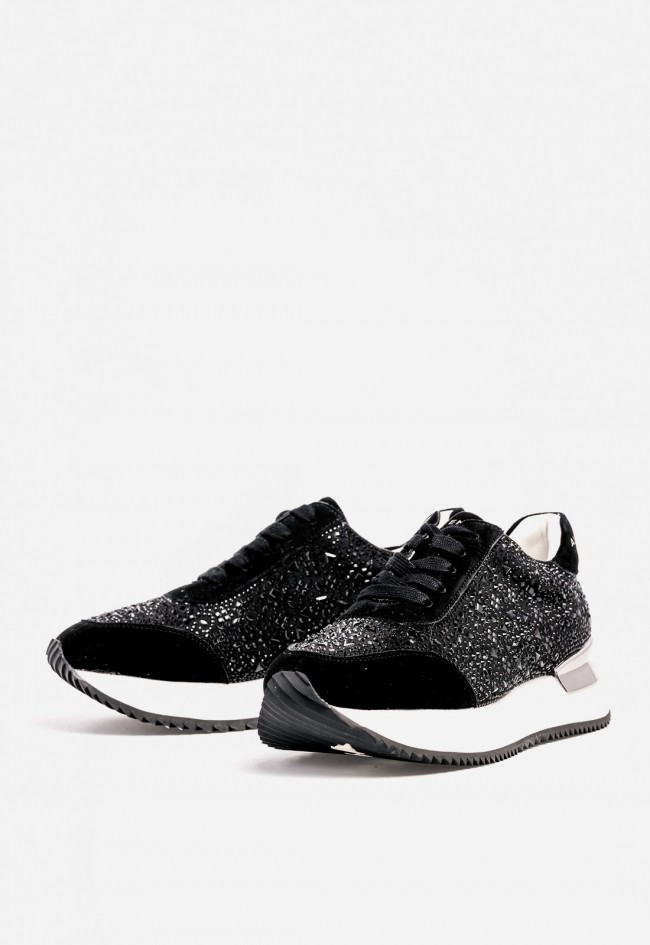 Sneaker mujer Alma en Pena 1501 con pedrería negra – estilo glam urbano y tendencia