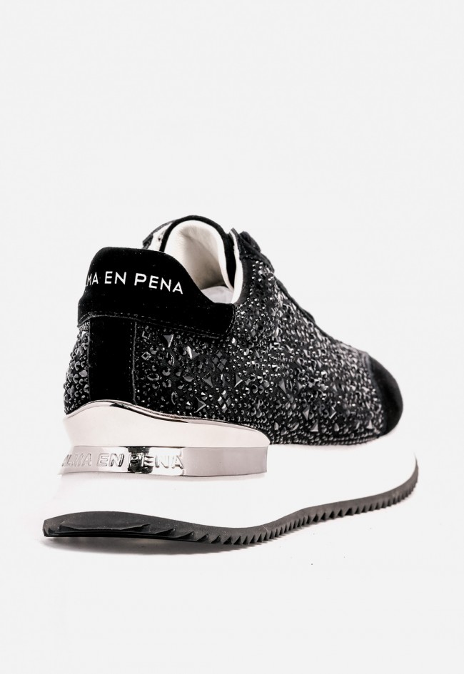 Sneaker mujer Alma en Pena 1501 con pedrería negra – estilo glam urbano y tendencia