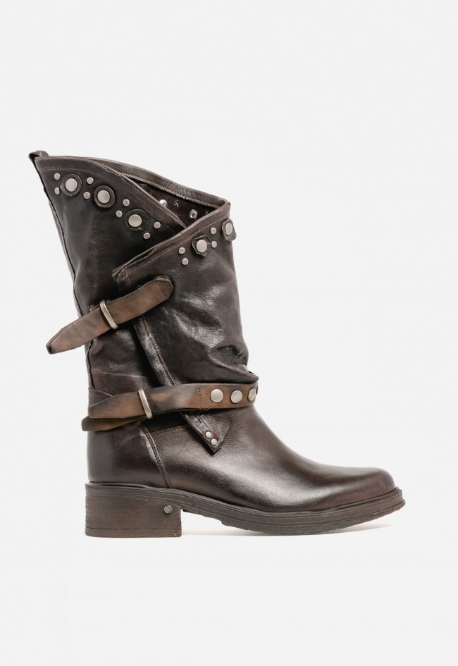 Bota biker mujer GLO Venezia 36004 de piel marrón – estilo motero y carácter urbano