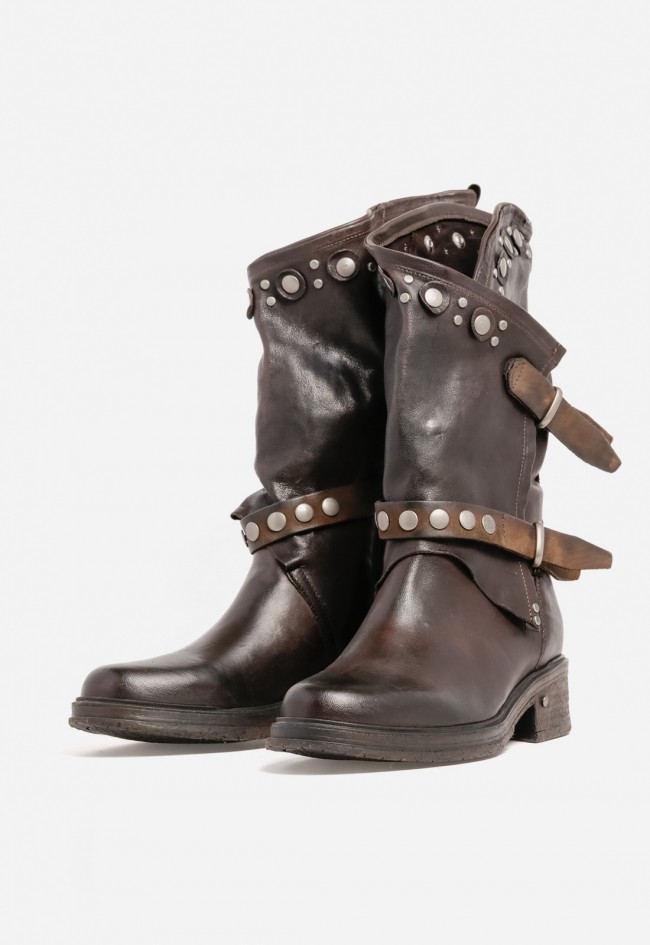 Bota biker mujer GLO Venezia 36004 de piel marrón – estilo motero y carácter urbano