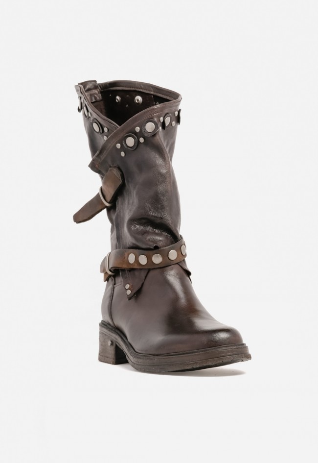 Bota biker mujer GLO Venezia 36004 de piel marrón – estilo motero y carácter urbano