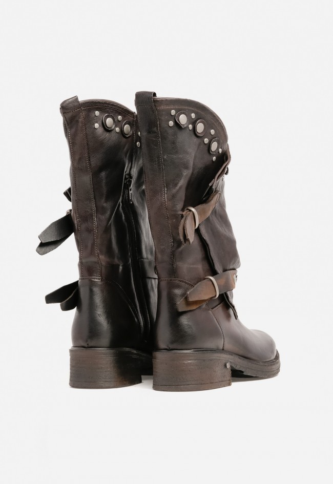 Bota biker mujer GLO Venezia 36004 de piel marrón – estilo motero y carácter urbano