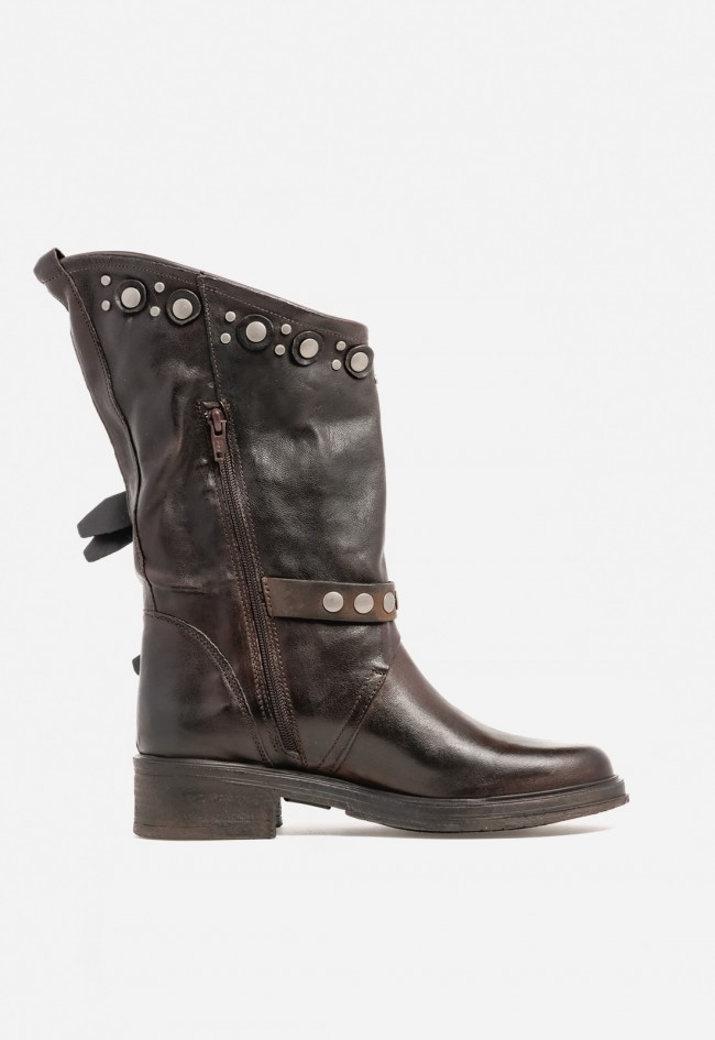 Bota biker mujer GLO Venezia 36004 de piel marrón – estilo motero y carácter urbano
