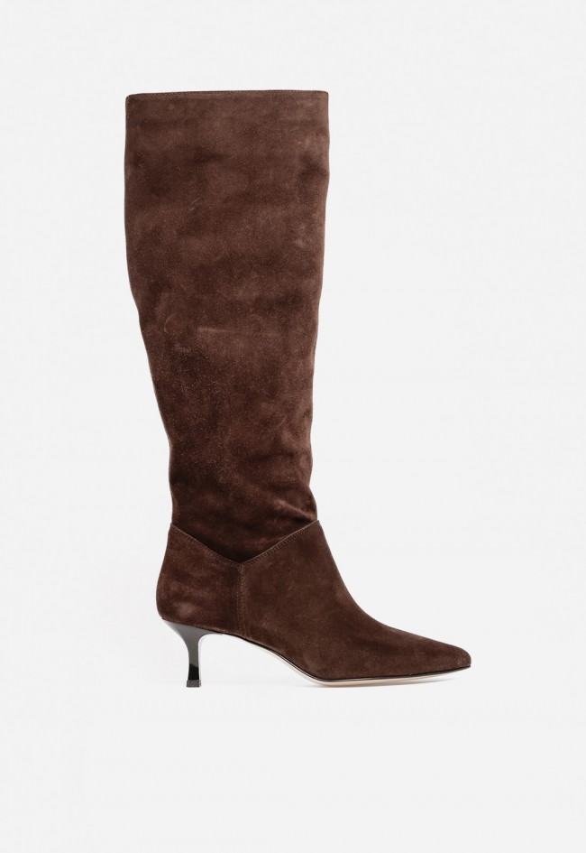 Bota alta de mujer de piel GLO Aisha 782 color moka con elegancia estilizada