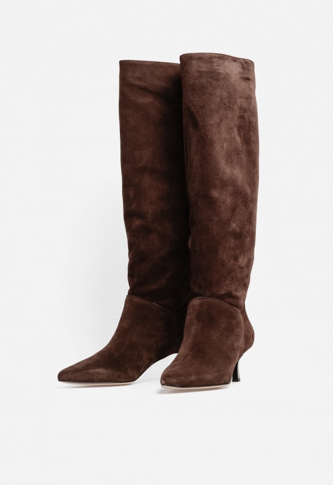 Bota alta de mujer de piel GLO Aisha 782 color moka con elegancia estilizada