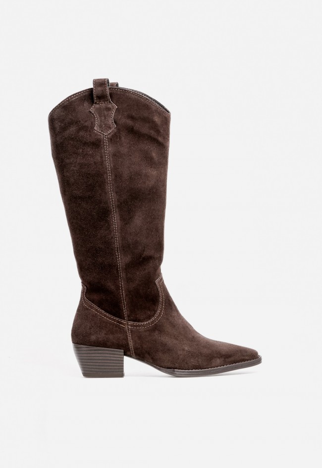 Bota de mujer cowboy moka de piel GLO Arosa 7473 – western elegante y súper combinable