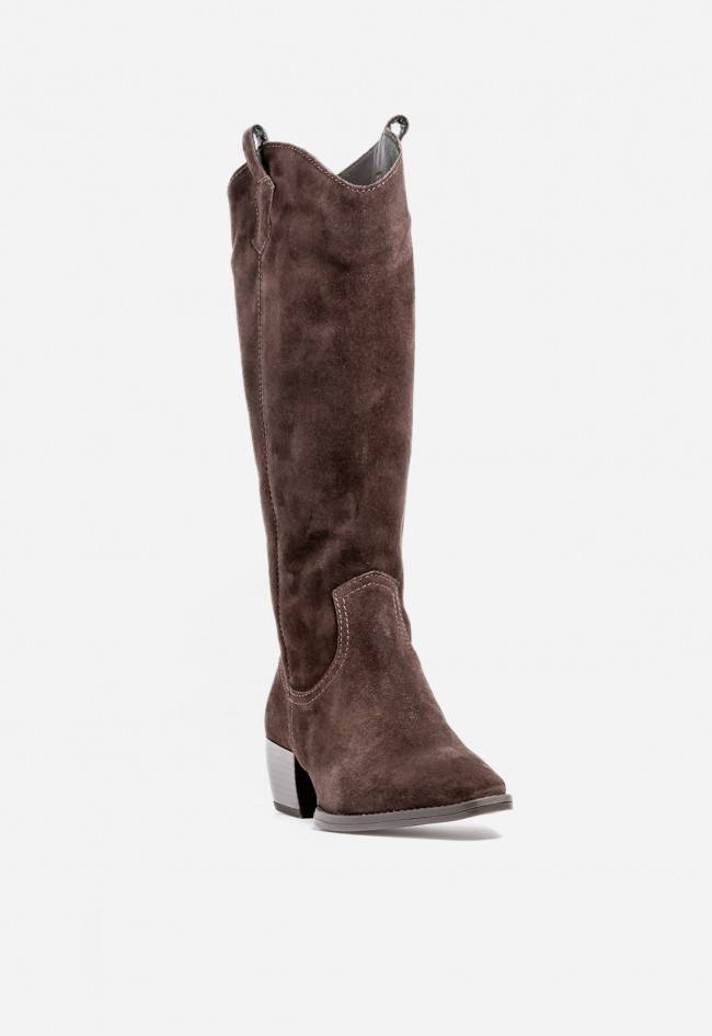 Bota de mujer cowboy moka de piel GLO Arosa 7473 – western elegante y súper combinable