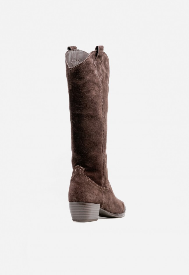 Bota de mujer cowboy moka de piel GLO Arosa 7473 – western elegante y súper combinable