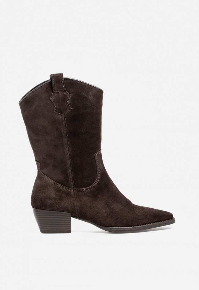 Botín de mujer cowboy moka de piel GLO Orlinda – western chic cómodo y súper combinable