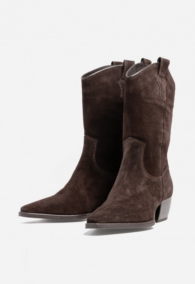 Botín de mujer cowboy moka de piel GLO Orlinda – western chic cómodo y súper combinable