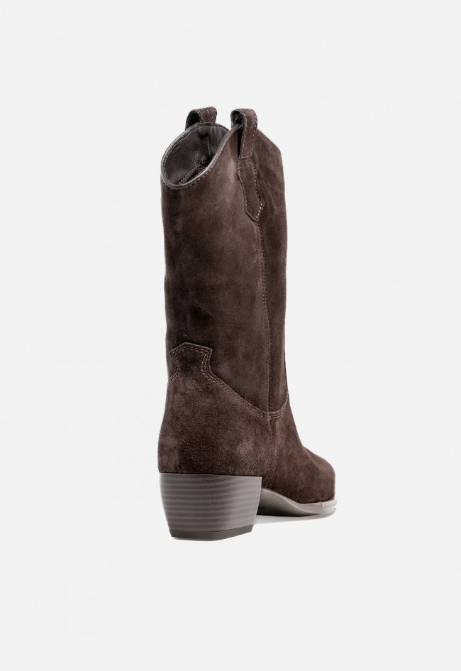 Botín de mujer cowboy moka de piel GLO Orlinda – western chic cómodo y súper combinable