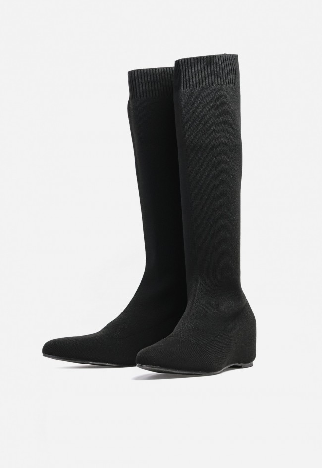 Bota calcetín Carmina Jhilton 63-2907 negra de mujer con cuña cómoda – efecto pierna estilizada y look urbano