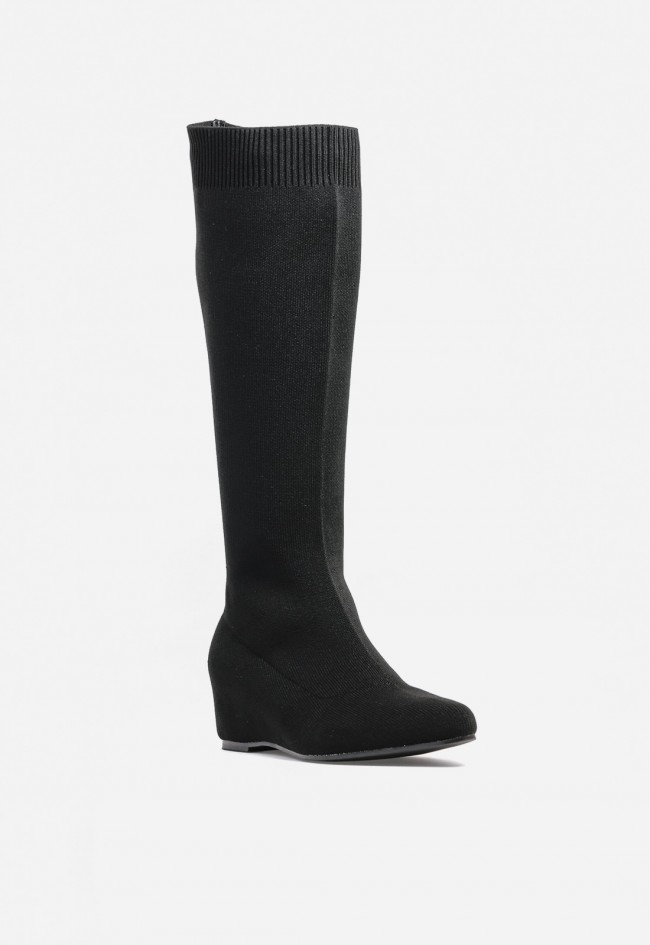 Bota calcetín Carmina Jhilton 63-2907 negra de mujer con cuña cómoda – efecto pierna estilizada y look urbano