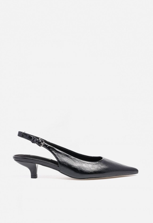 Zapato de mujer slingback negro Why Pink? M5310 – puntera fina y tacón cómodo para looks de vestir