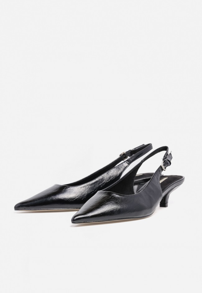 Zapato de mujer slingback negro Why Pink? M5310 – puntera fina y tacón cómodo para looks de vestir