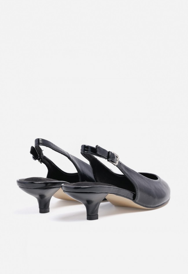Zapato de mujer slingback negro Why Pink? M5310 – puntera fina y tacón cómodo para looks de vestir