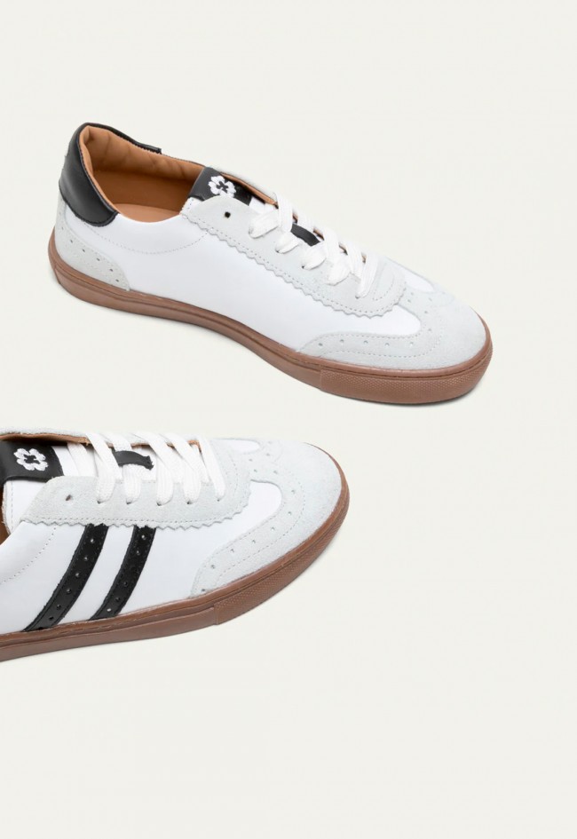Zapatillas Porronet Londres de mujer en piel y serraje estilo retro sport fabricadas en España