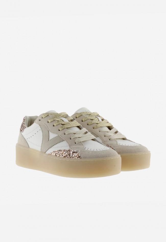 Zapatillas Victoria Turin para mujer con glitter y plataforma efecto piel