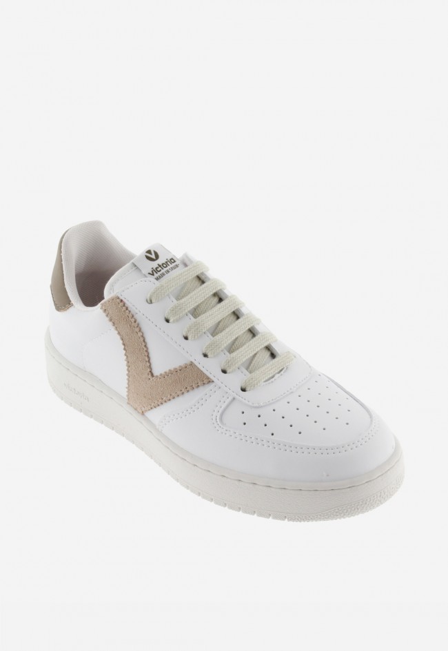Zapatillas Victoria Madrid unisex efecto piel blanca con detalles de color