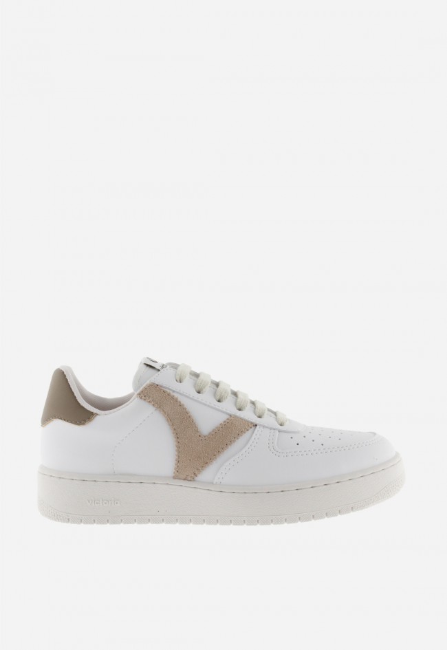 Zapatillas Victoria Madrid unisex efecto piel blanca con detalles de color