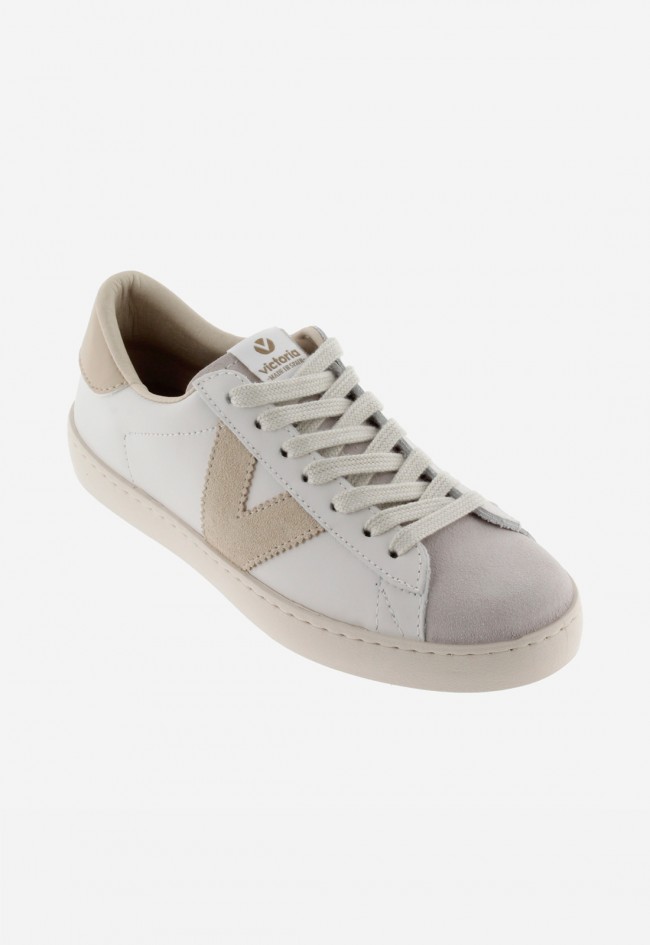 Zapatillas Victoria Berlín unisex de piel blanca con detalles en color
