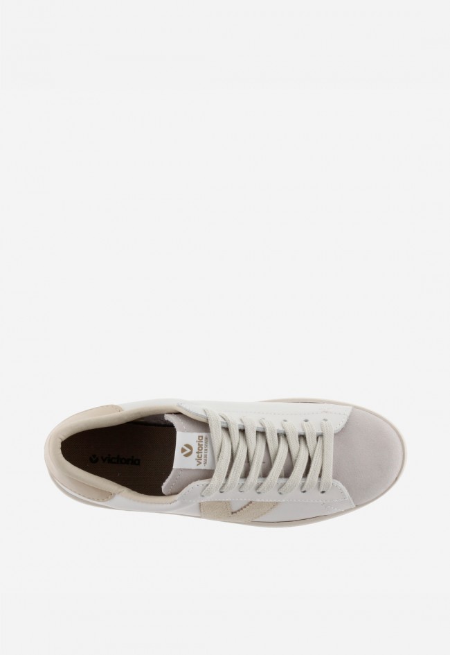 Zapatillas Victoria Berlín unisex de piel blanca con detalles en color