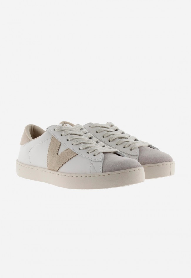 Zapatillas Victoria Berlín unisex de piel blanca con detalles en color