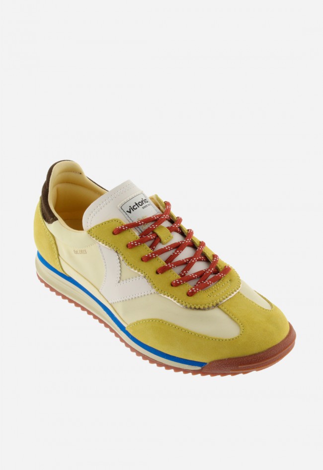 Sneakers retro Victoria Saturno para mujer en nylon y serraje con suela dentada