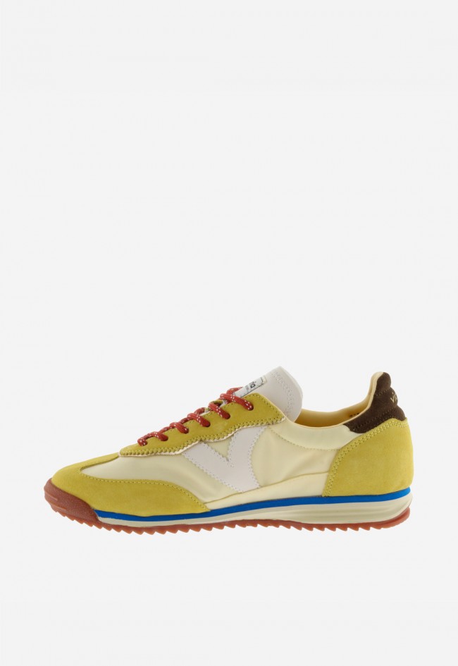 Sneakers retro Victoria Saturno para mujer en nylon y serraje con suela dentada